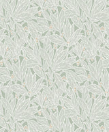 Leaf and Berry Spearmint botanical leaf and berry wallpaper pattern in matte finish