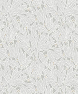 Leaf and Berry Daydream Grey botanical leaf and berry wallpaper pattern
