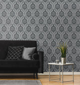 Luna Ogee Ebony and Argos Grey by Legacy Prints Vintage Ogee Wallpaper – Etten Studios ET12900