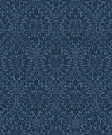 Denim blue vintage ogee wallpaper pattern (Luna Ogee) by Etten Studios, SKU ET12912.