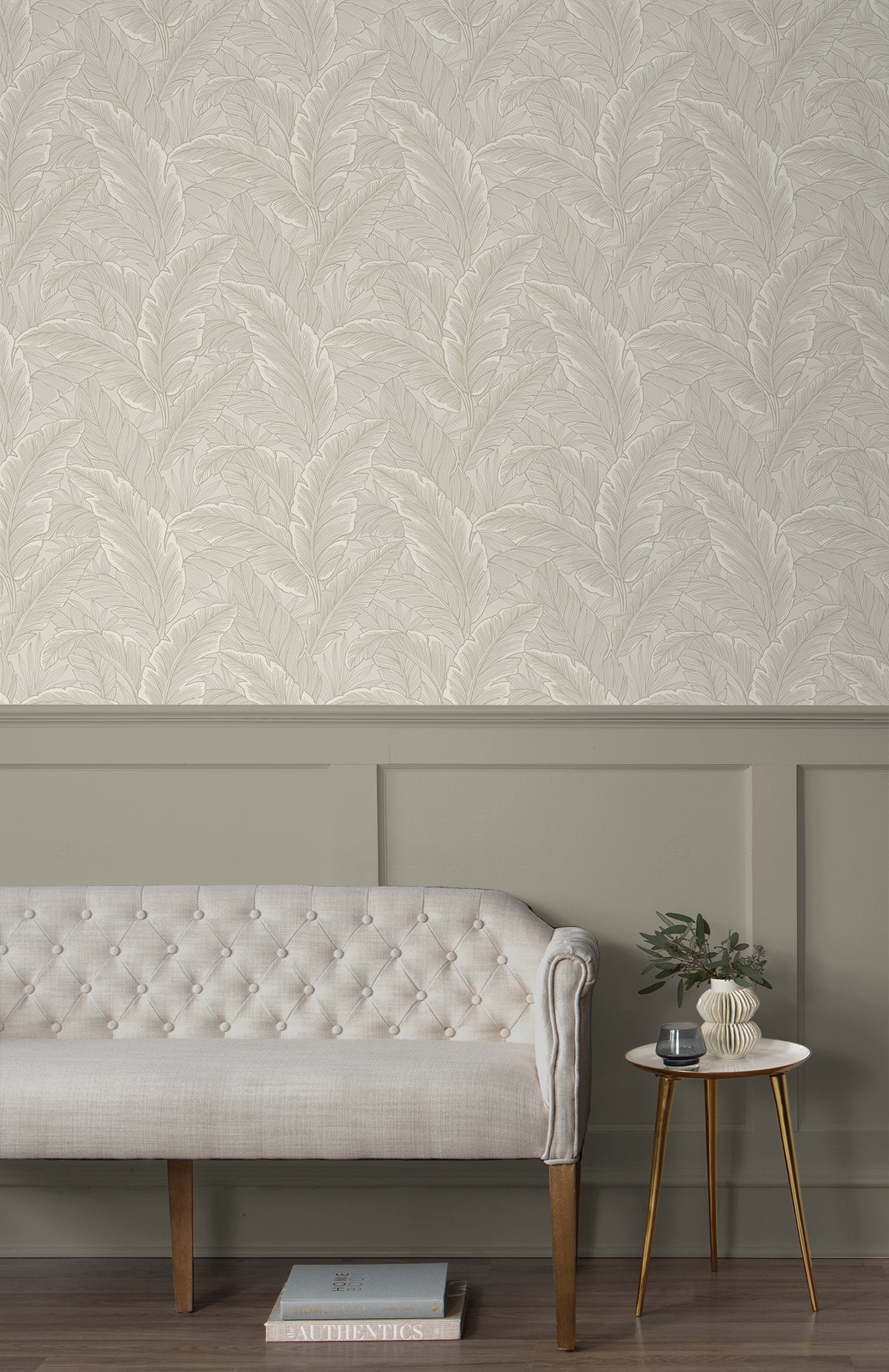 Gulf Tropical Leaves Crema by Etten Studios Online Tropical Palm Leaf Wallpaper – Etten Studios ET13005