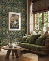 Primrose Garden Midnight Blue & Goldenrod by Etten Studios Vintage Floral Wallpaper – Etten Studios ET13104