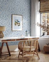 Willow Leaves Blue Lake by Etten Studios Online Botanical Wallpaper – Etten Studios ET13312