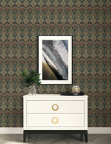 Deco Dragonflies Aegean Blue & Clay by Etten Studios Vintage Botanical Wallpaper – Etten Studios ET13501