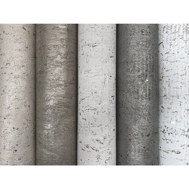 Cork Pale Grey & Silver Wallpaper with Metallic Cork Texture - York EV3901