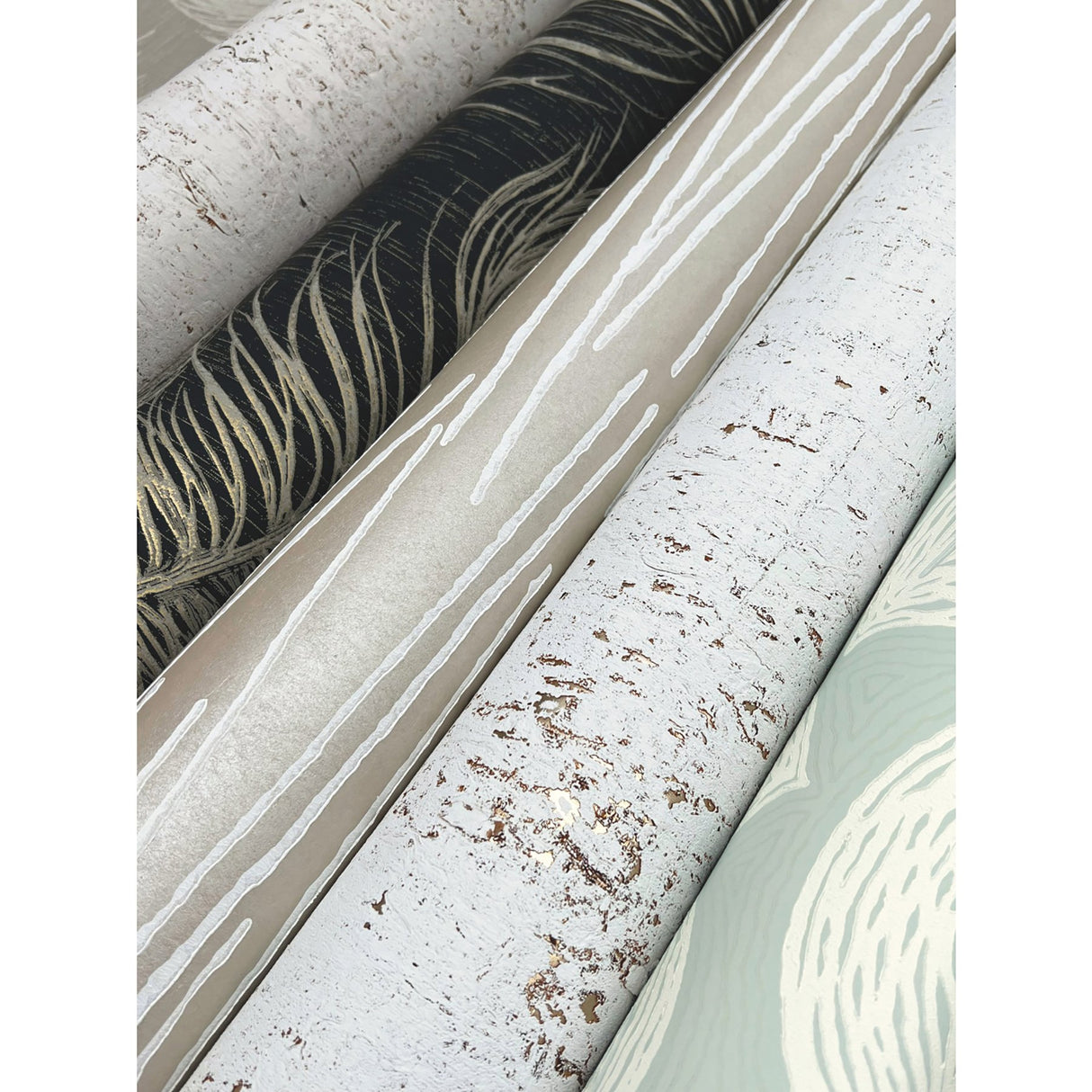 Cork Pale Grey & Silver Wallpaper with Metallic Cork Texture - York EV3901