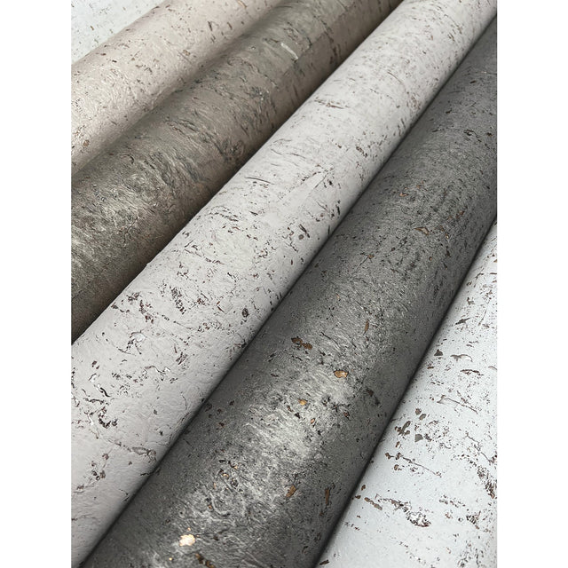 Cork Pale Grey & Silver Wallpaper with Metallic Cork Texture - York EV3901