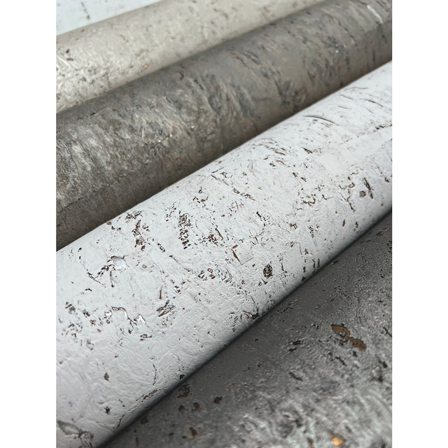 Cork Pale Grey & Silver Wallpaper with Metallic Cork Texture - York EV3901