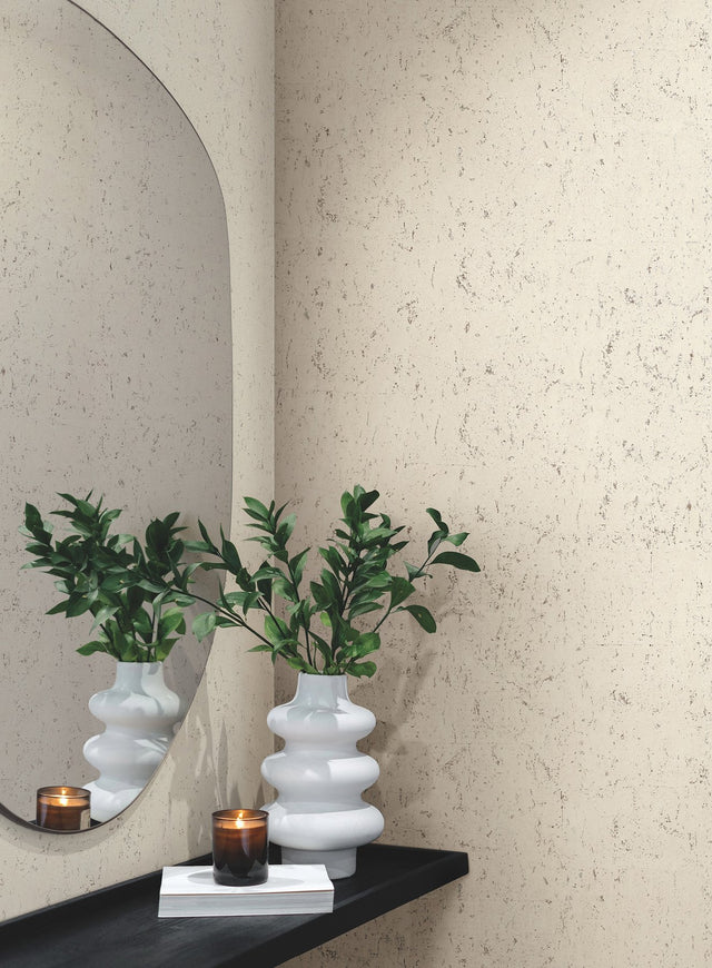 Cork Pale Grey & Silver Wallpaper with Metallic Cork Texture - York EV3901