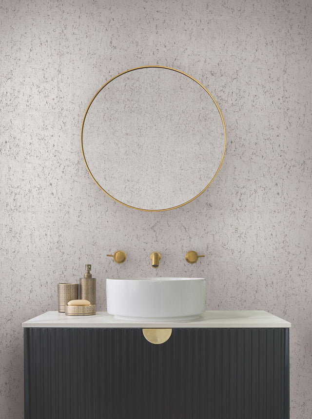 Cork Pale Grey & Silver Wallpaper with Metallic Cork Texture - York EV3901