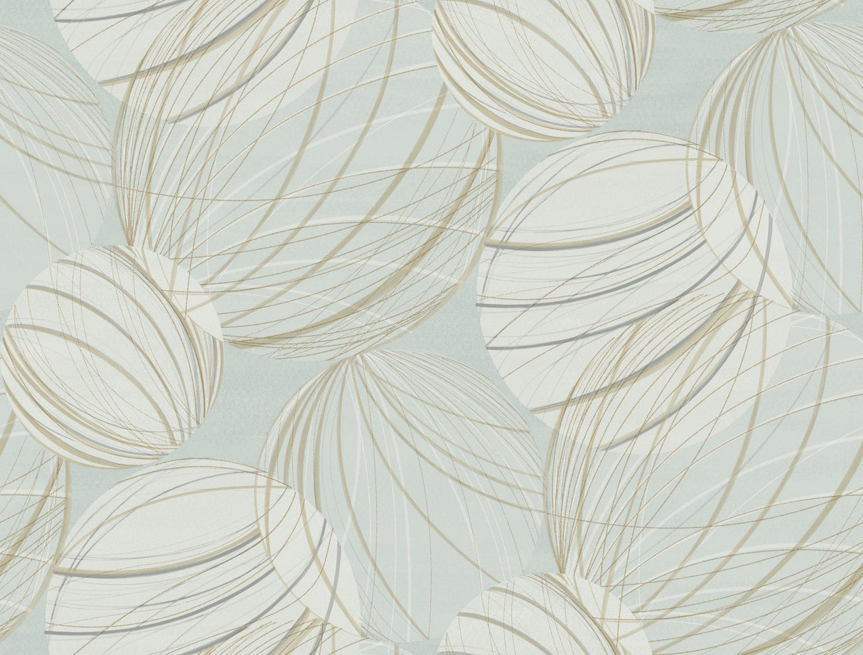 Floating Lanterns Smokey Blue Wallpaper with Geometric Lantern Orb Motif - York EV3905