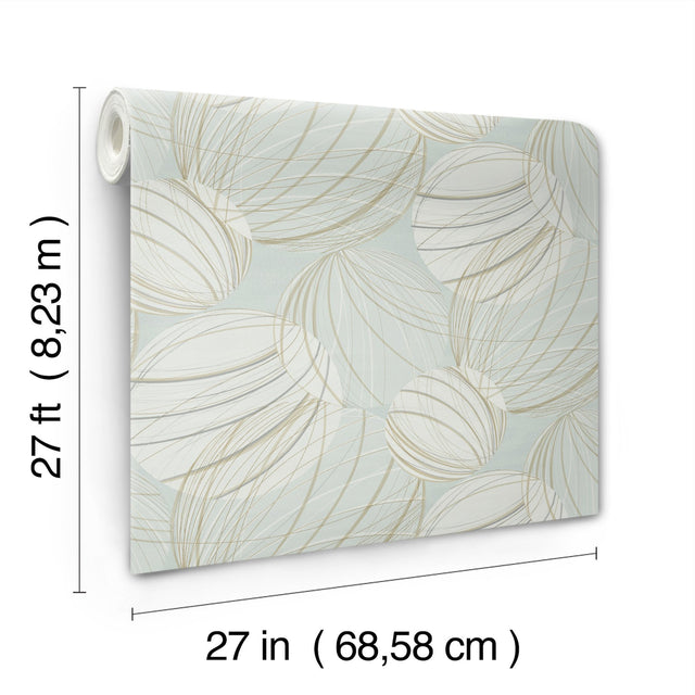 Floating Lanterns Smokey Blue Wallpaper with Geometric Lantern Orb Motif - York EV3905