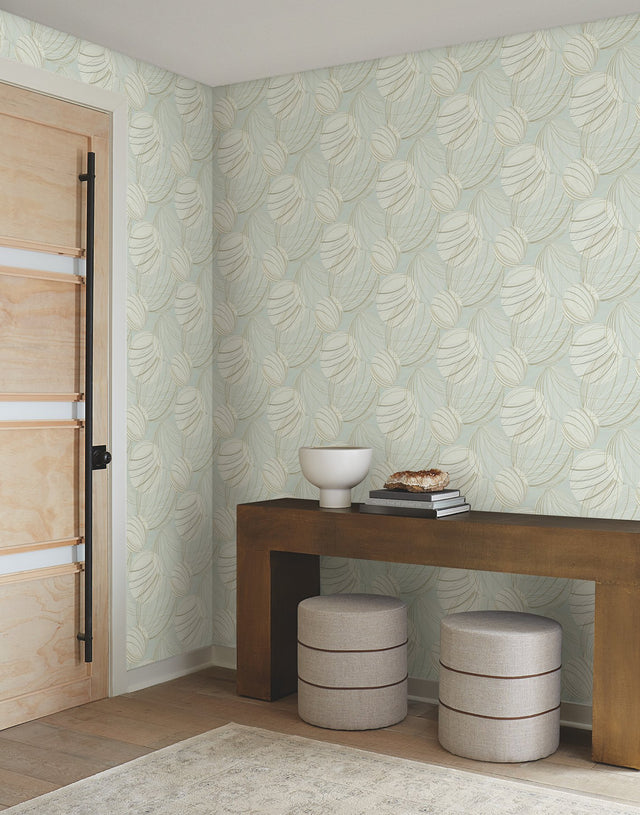 Floating Lanterns Smokey Blue Wallpaper with Geometric Lantern Orb Motif - York EV3905