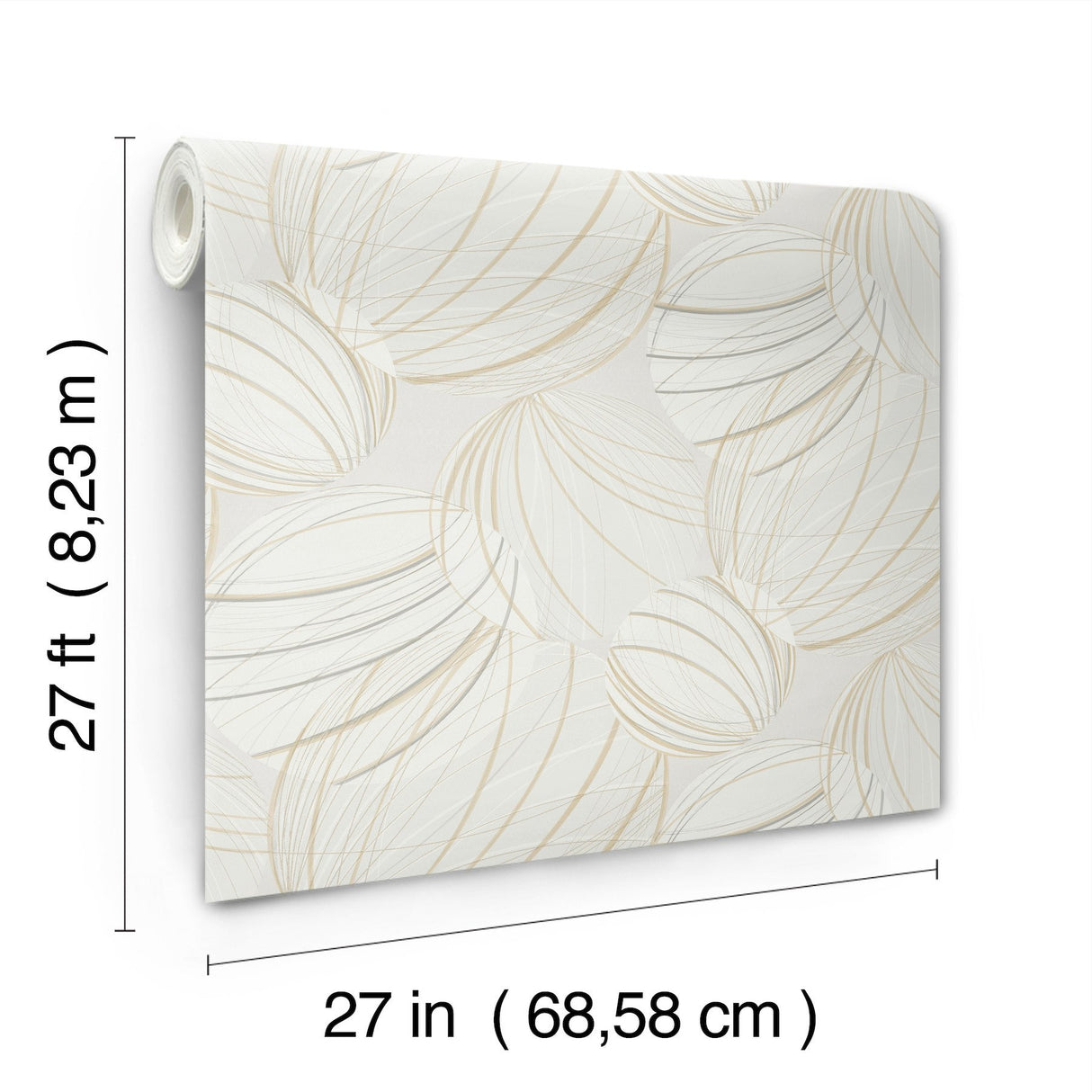 Floating Lanterns Blonde Wallpaper with Metallic Geometric Lantern Motif - York EV3906