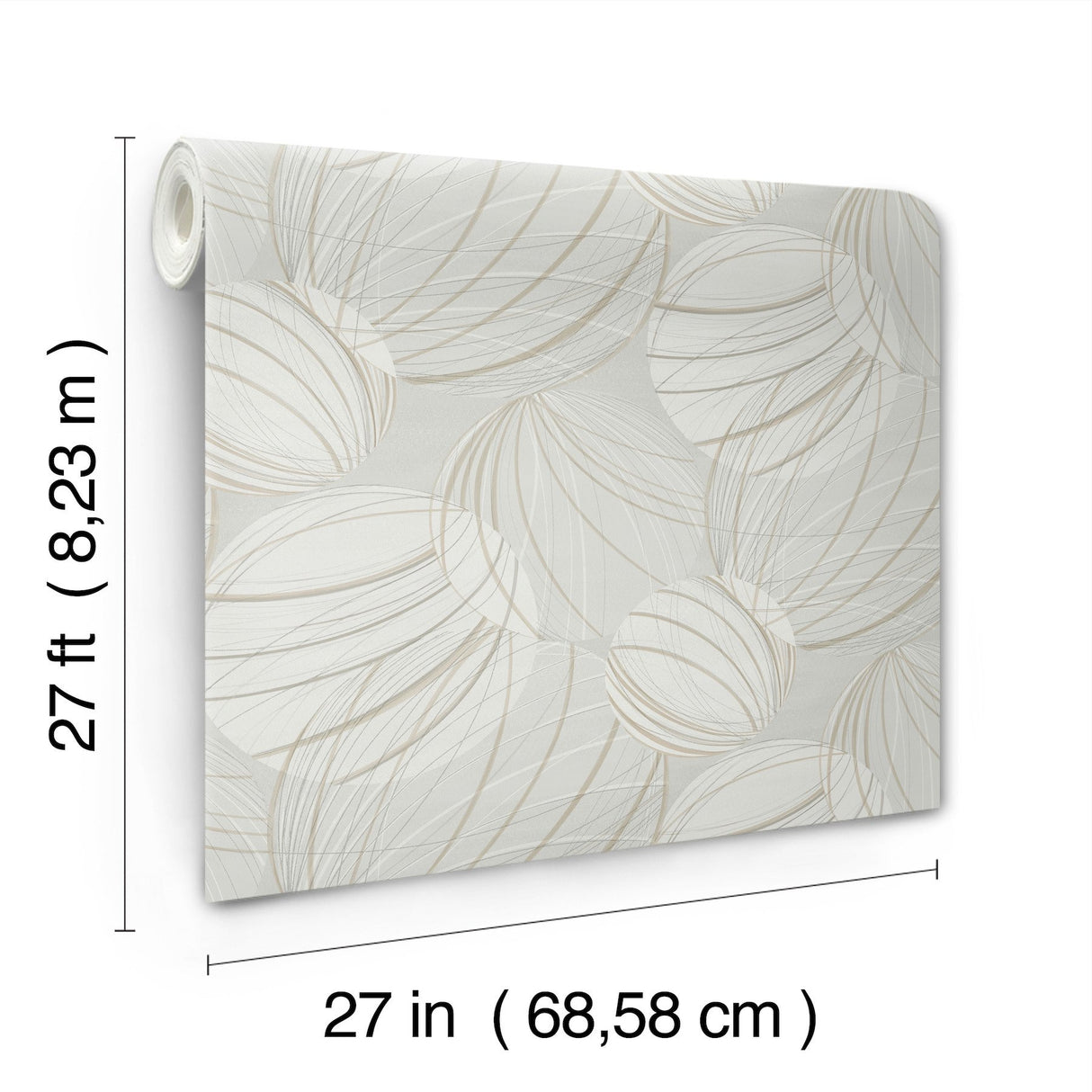 Floating Lanterns Light Grey Wallpaper with Metallic Geometric Lantern Motif - York EV3907