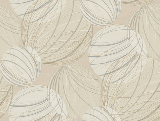Floating Lanterns Taupe Wallpaper with Metallic Geometric Lantern Motif - York EV3908