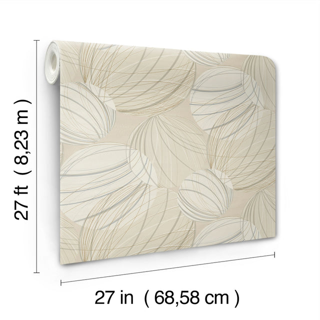 Floating Lanterns Taupe Wallpaper with Metallic Geometric Lantern Motif - York EV3908