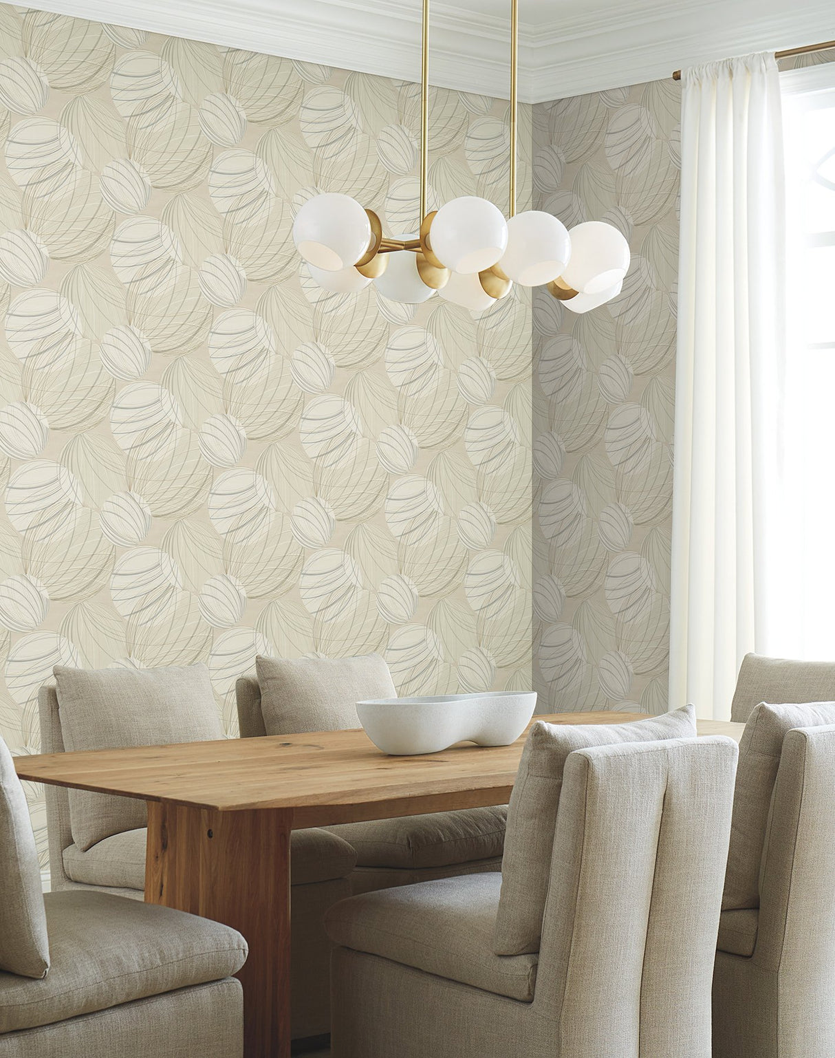 Floating Lanterns Taupe Wallpaper with Metallic Geometric Lantern Motif - York EV3908