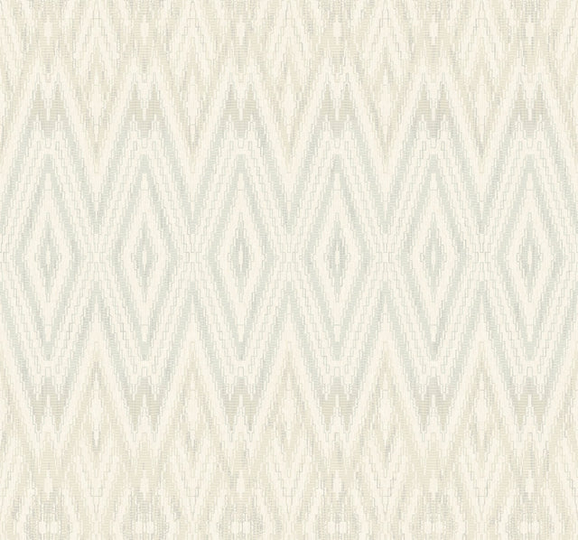 Diamond Marquise Light Neutral Wallpaper with Ikat Geometric Motif - York EV3913