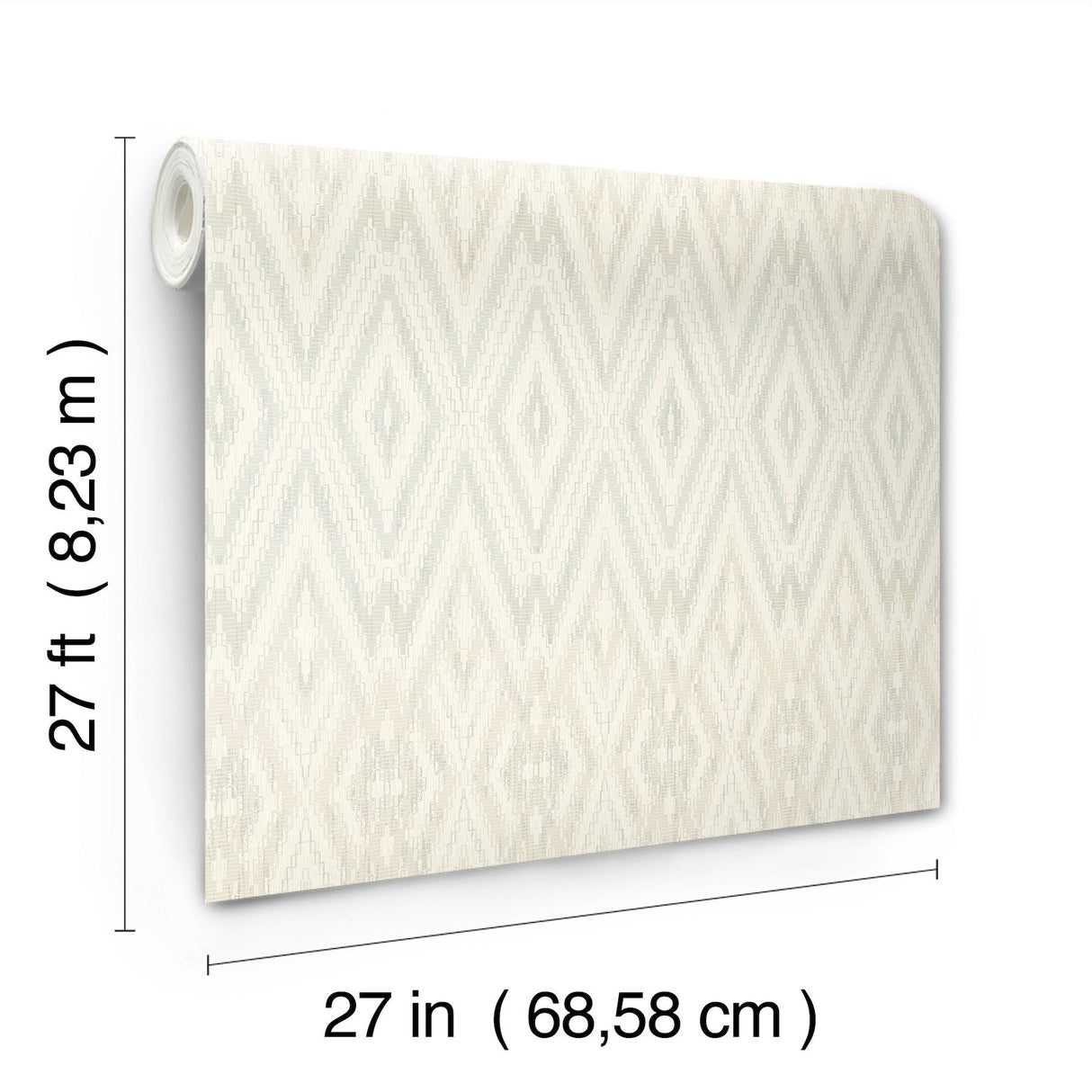 Diamond Marquise Light Neutral Wallpaper with Ikat Geometric Motif - York EV3913