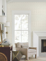 Diamond Marquise Light Neutral Wallpaper with Ikat Geometric Motif - York EV3913