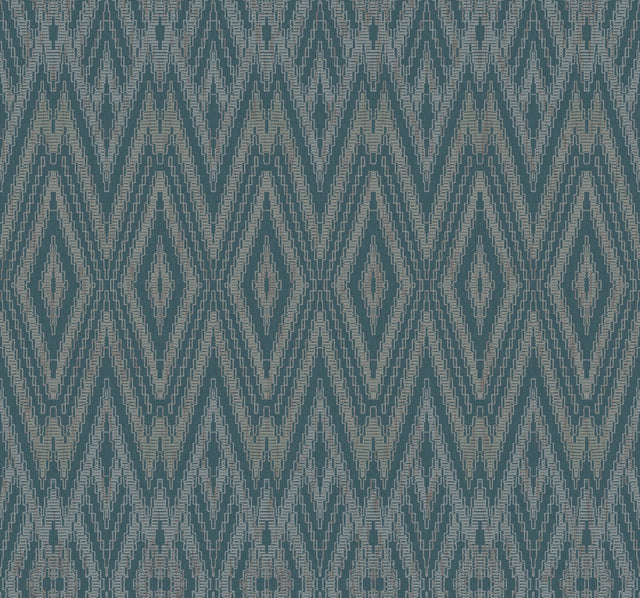 Diamond Marquise Tropicana Blue Geometric Ikat Wallpaper - York EV3915