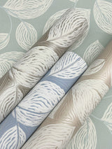 Contoured Leaves Green Wallpaper with Sculptured Finishes Pattern - York EV3921