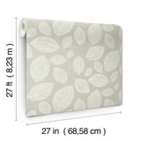 Contoured Leaves Taupe Wallpaper with Sculptured Finishes Pearl Effect - York EV3922