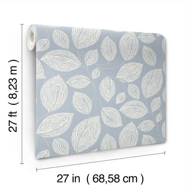 Contoured Leaves Indigo Blue Wallpaper with Sculptured Finishes Surface Print - York EV3925