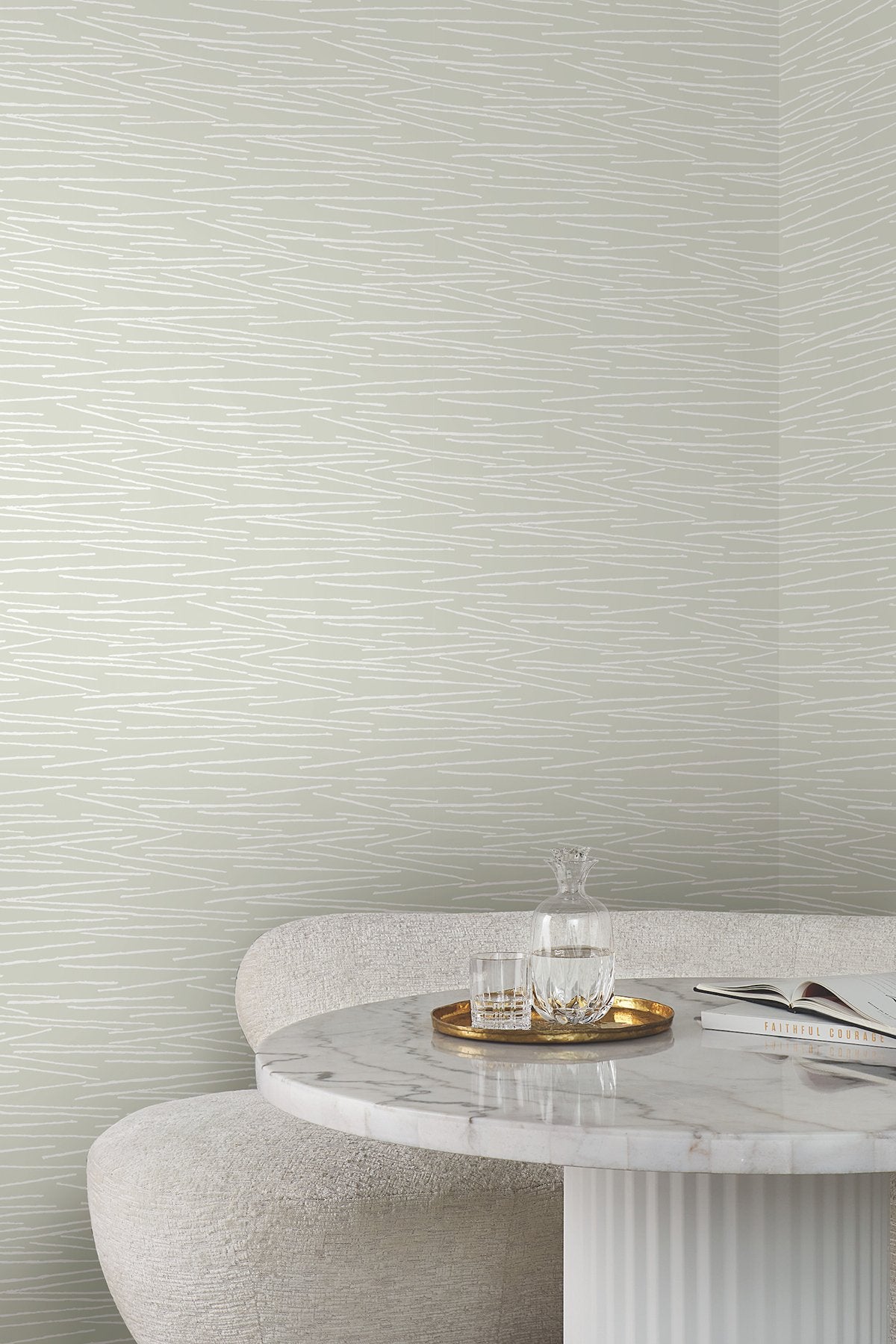 Line Horizon Soft Green Wallpaper with Sculptured Finishes Surface Print - York EV3934