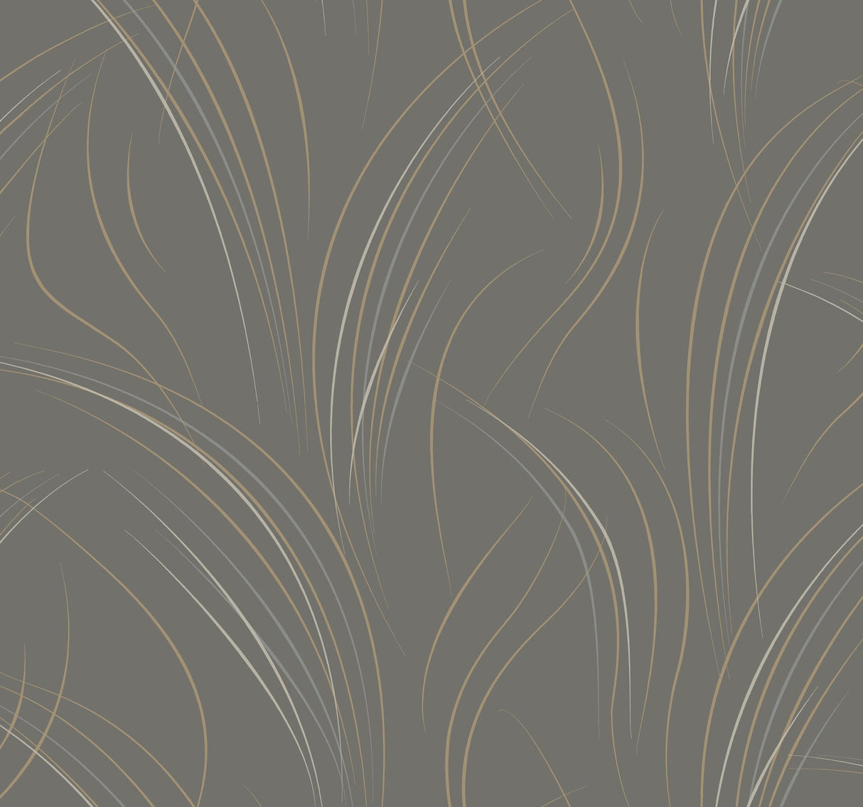 Graceful Wisp Charcoal Wallpaper with Geometric Grass Motif - York EV3936