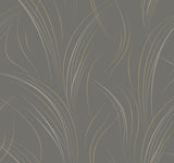 Graceful Wisp Charcoal Wallpaper with Geometric Grass Motif - York EV3936
