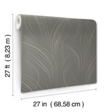 Graceful Wisp Charcoal Wallpaper with Geometric Grass Motif - York EV3936