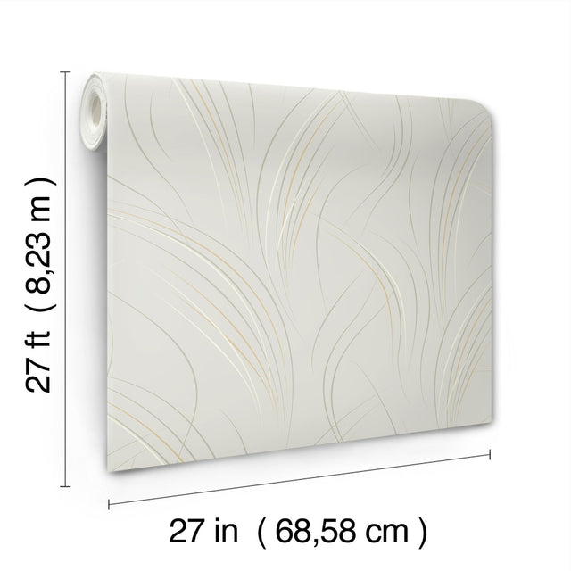 Graceful Wisp Blonde Wallpaper with Geometric Grass Motif - York EV3937