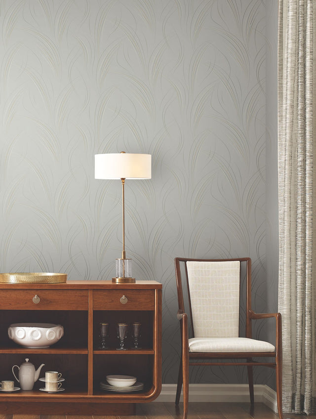 Graceful Wisp Blonde Wallpaper with Geometric Grass Motif - York EV3937