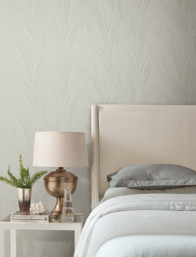 Graceful Wisp Blonde Wallpaper with Geometric Grass Motif - York EV3937