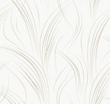 Graceful Wisp White Wallpaper with Metallic Geometric Wisp Pattern - York EV3939