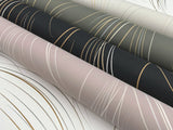 Graceful Wisp White Wallpaper with Metallic Geometric Wisp Pattern - York EV3939