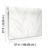 Graceful Wisp White Wallpaper with Metallic Geometric Wisp Pattern - York EV3939