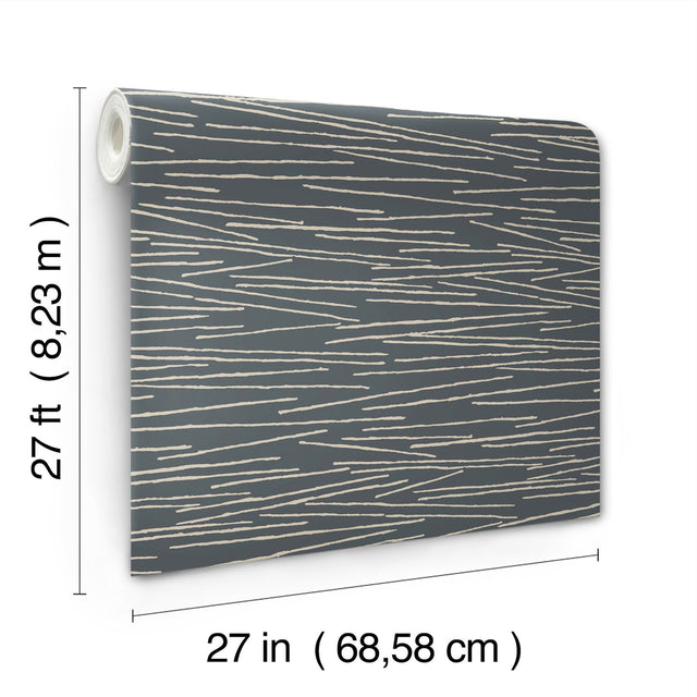 Line Horizon Charcoal Wallpaper with Sculptured Finishes Surface Print - York EV3940