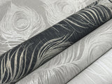 Regal Peacock Mink Wallpaper with Metallic Peacock Feather Motif - York EV3941