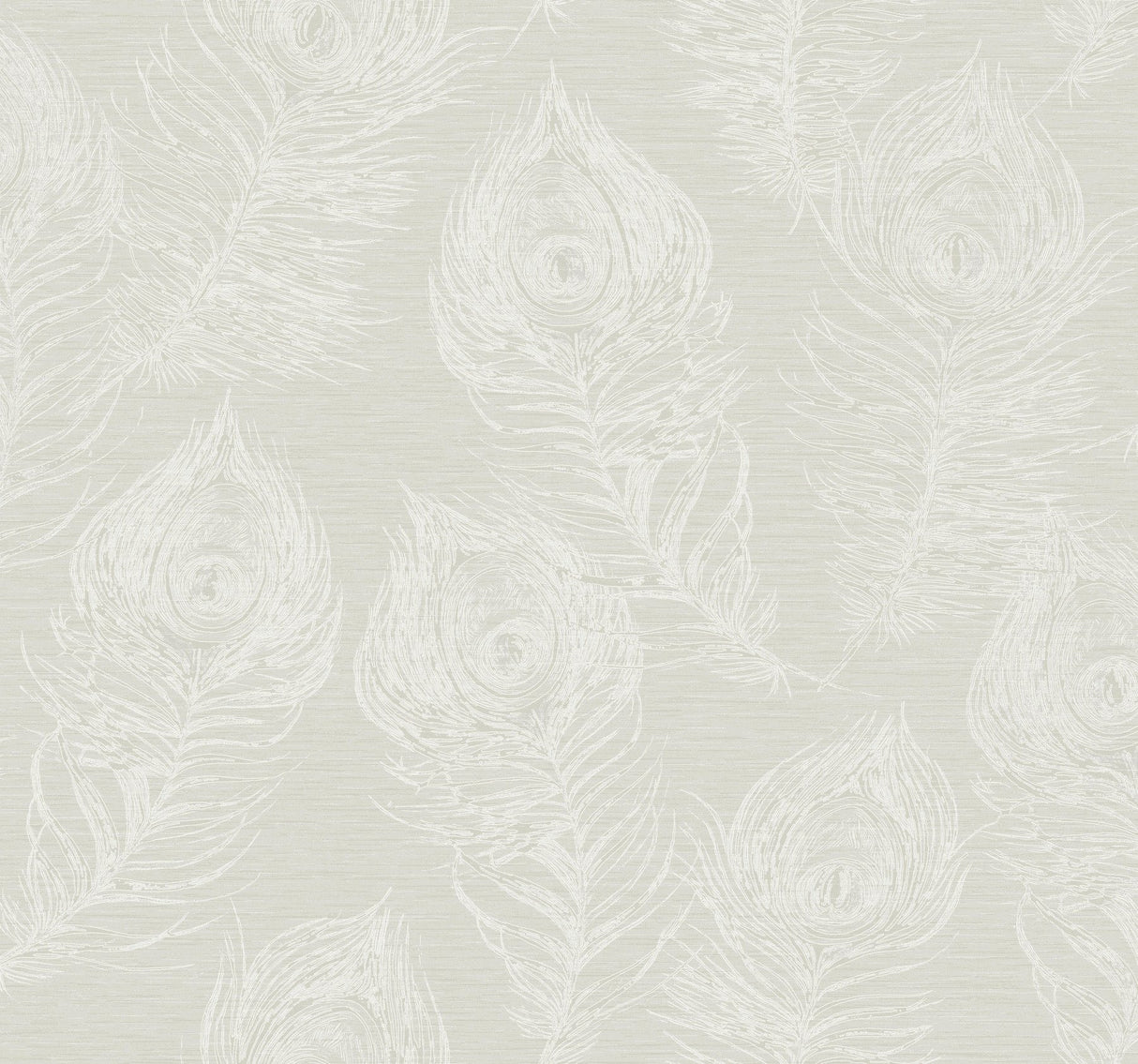 Regal Peacock White Wallpaper with Pearl Effect Feather Motif - York EV3944