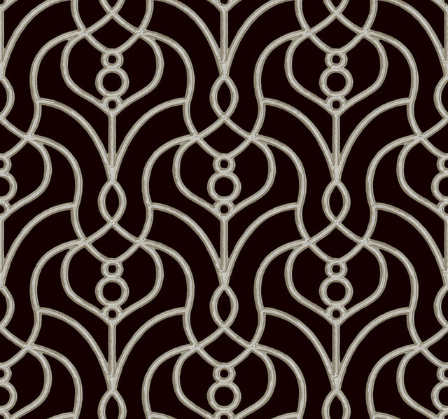 Divine Trellis Black Wallpaper with Pearl Effect Geometric Trellis - York EV3945