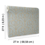 Divine Trellis Dusty Blue Wallpaper with Pearl Geometric Trellis - York EV3948