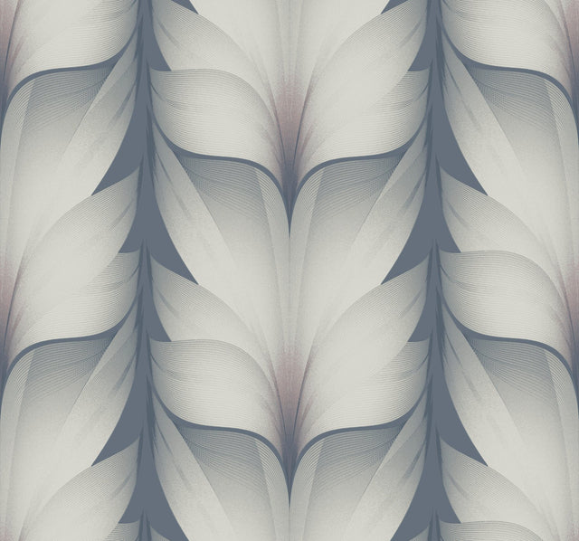 Lotus Light Stripe Steel Wallpaper with Organic Petal Stripe Motif - York EV3951