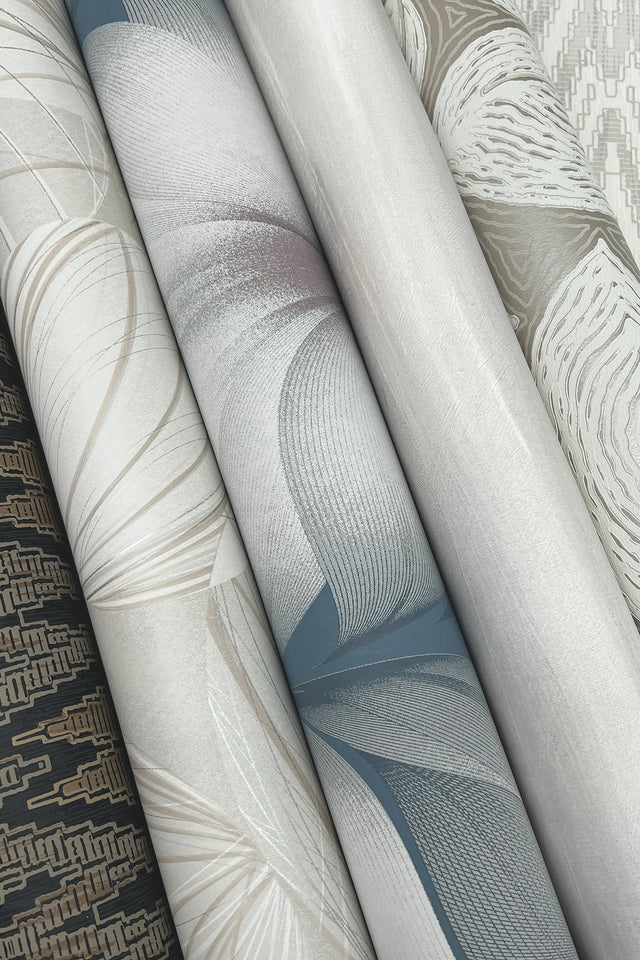 Lotus Light Stripe Steel Wallpaper with Organic Petal Stripe Motif - York EV3951