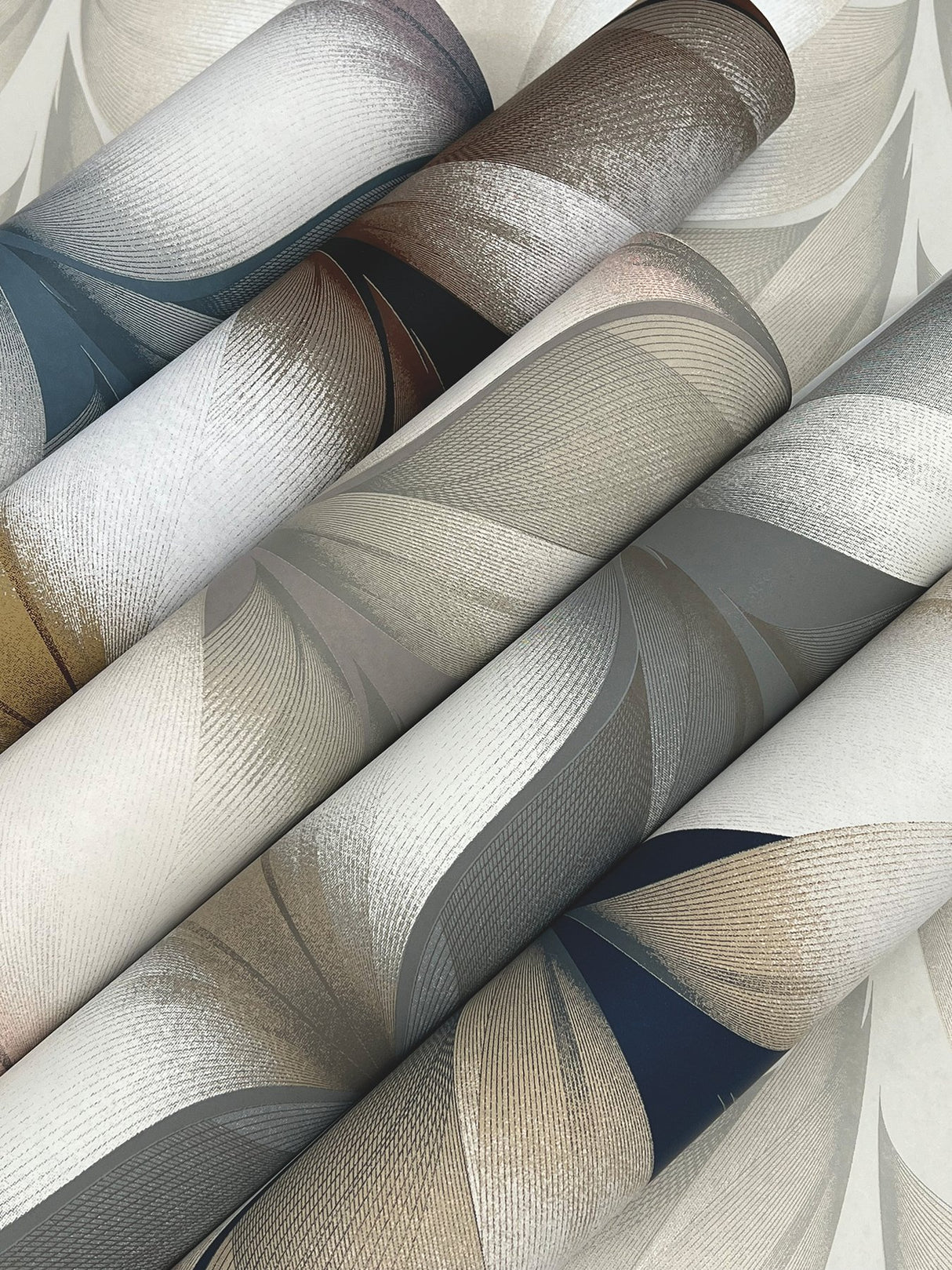 Lotus Light Stripe Steel Wallpaper with Organic Petal Stripe Motif - York EV3951