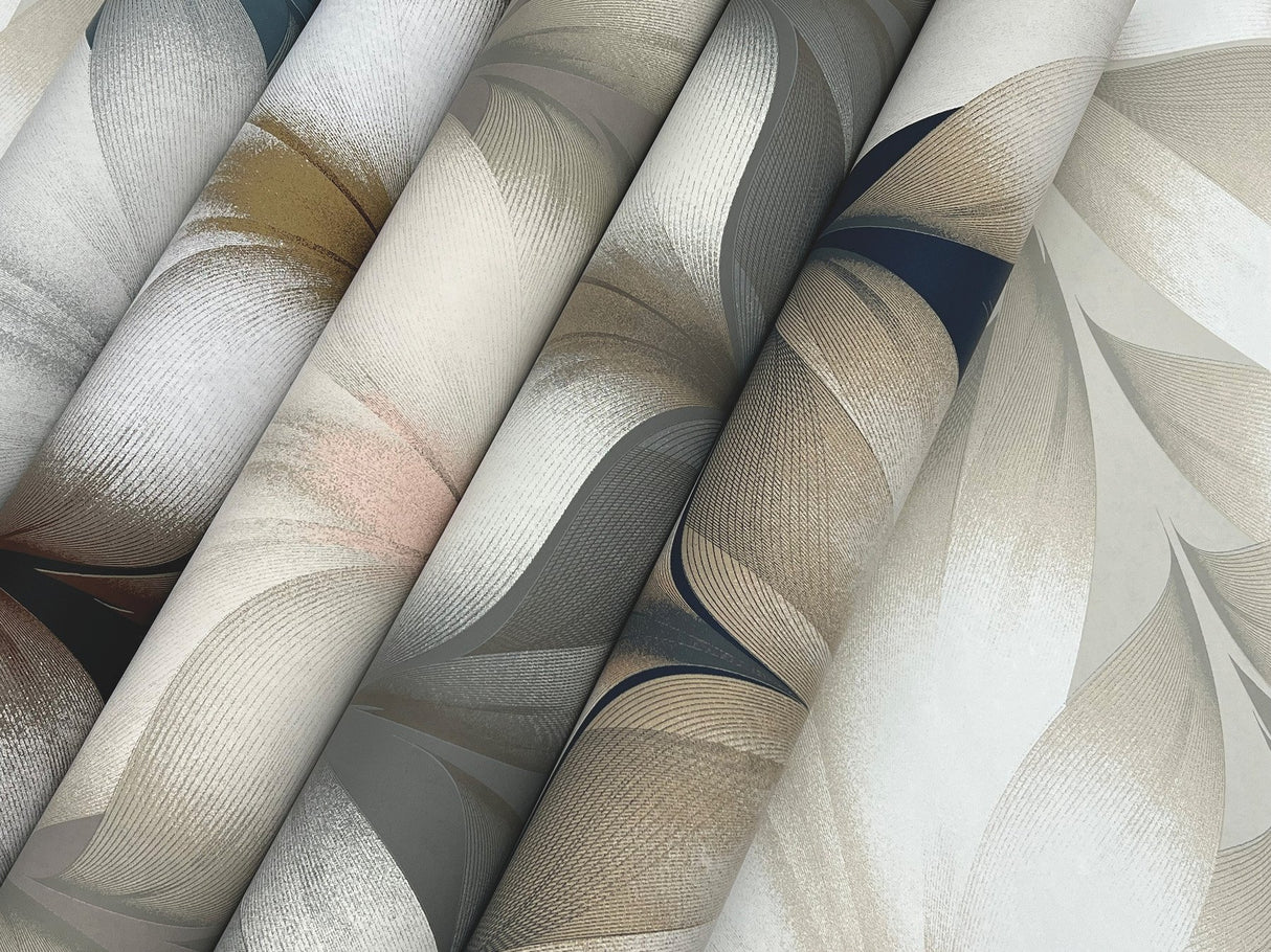 Lotus Light Stripe Steel Wallpaper with Organic Petal Stripe Motif - York EV3951