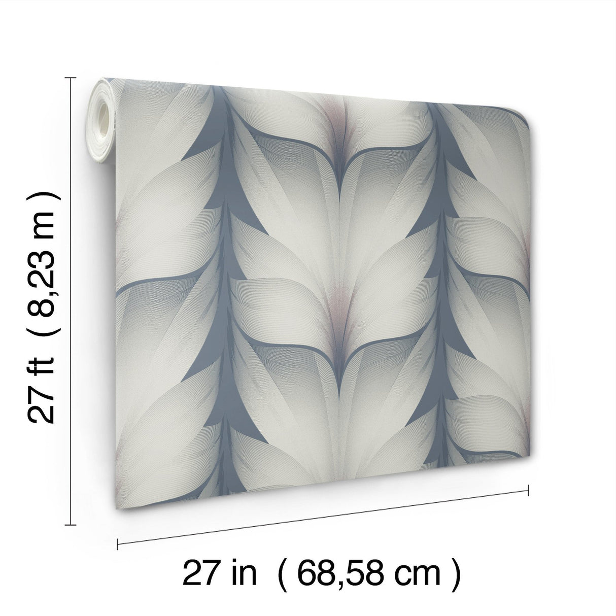 Lotus Light Stripe Steel Wallpaper with Organic Petal Stripe Motif - York EV3951