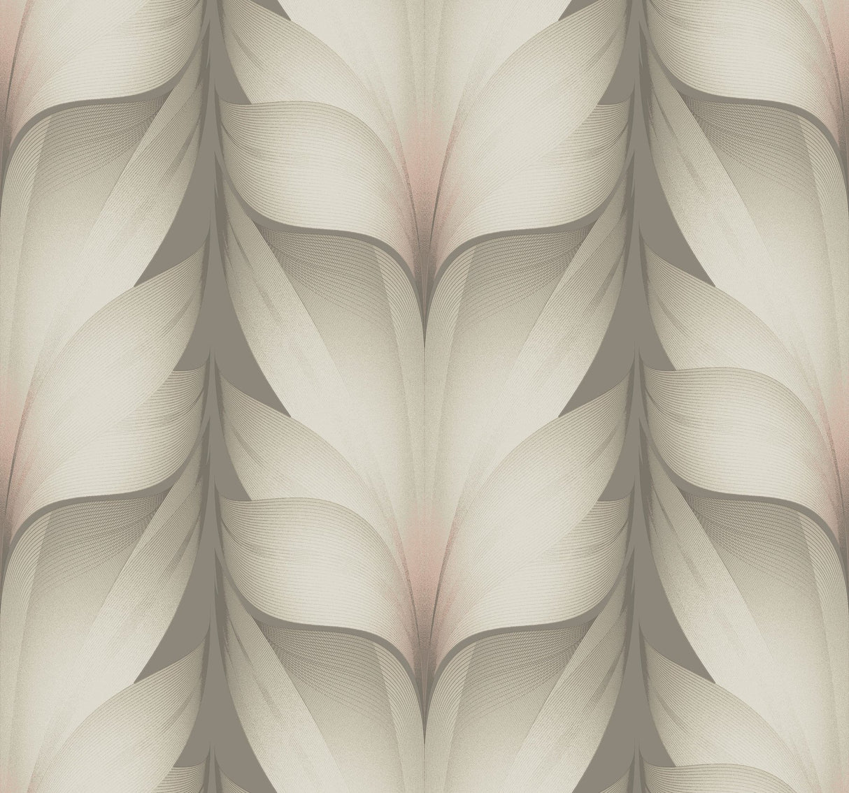 Lotus Light Stripe Taupe & Blush Wallpaper with Organic Petal Stripe Motif - York EV3952